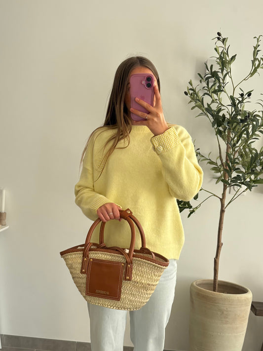 Pull motif cœur vichy - JOY jaune