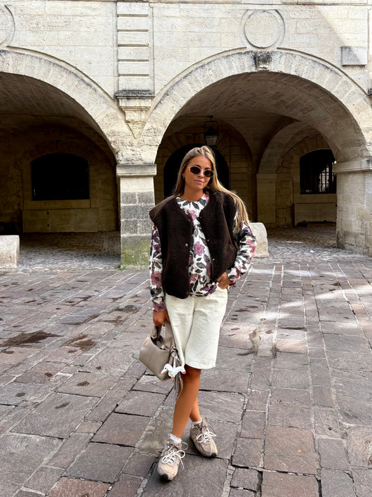 Veste sans manches ÉLYA - Café