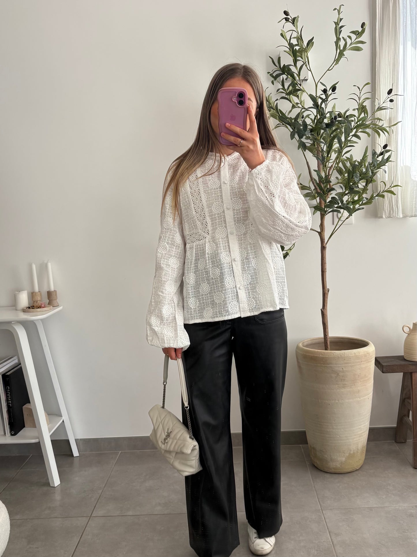 Blouse en coton ajouré avec broderie anglaise - LOUNA