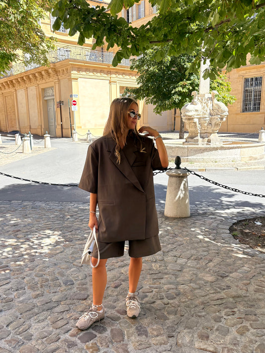 Blazer manches courtes marron