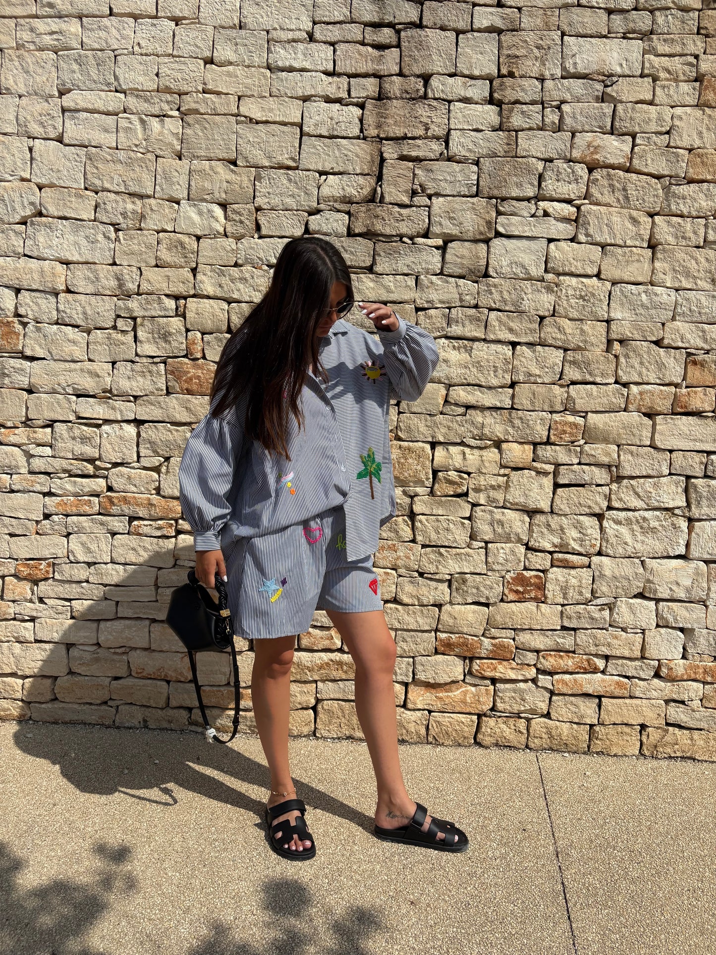 Ensemble à rayures - JADE noir