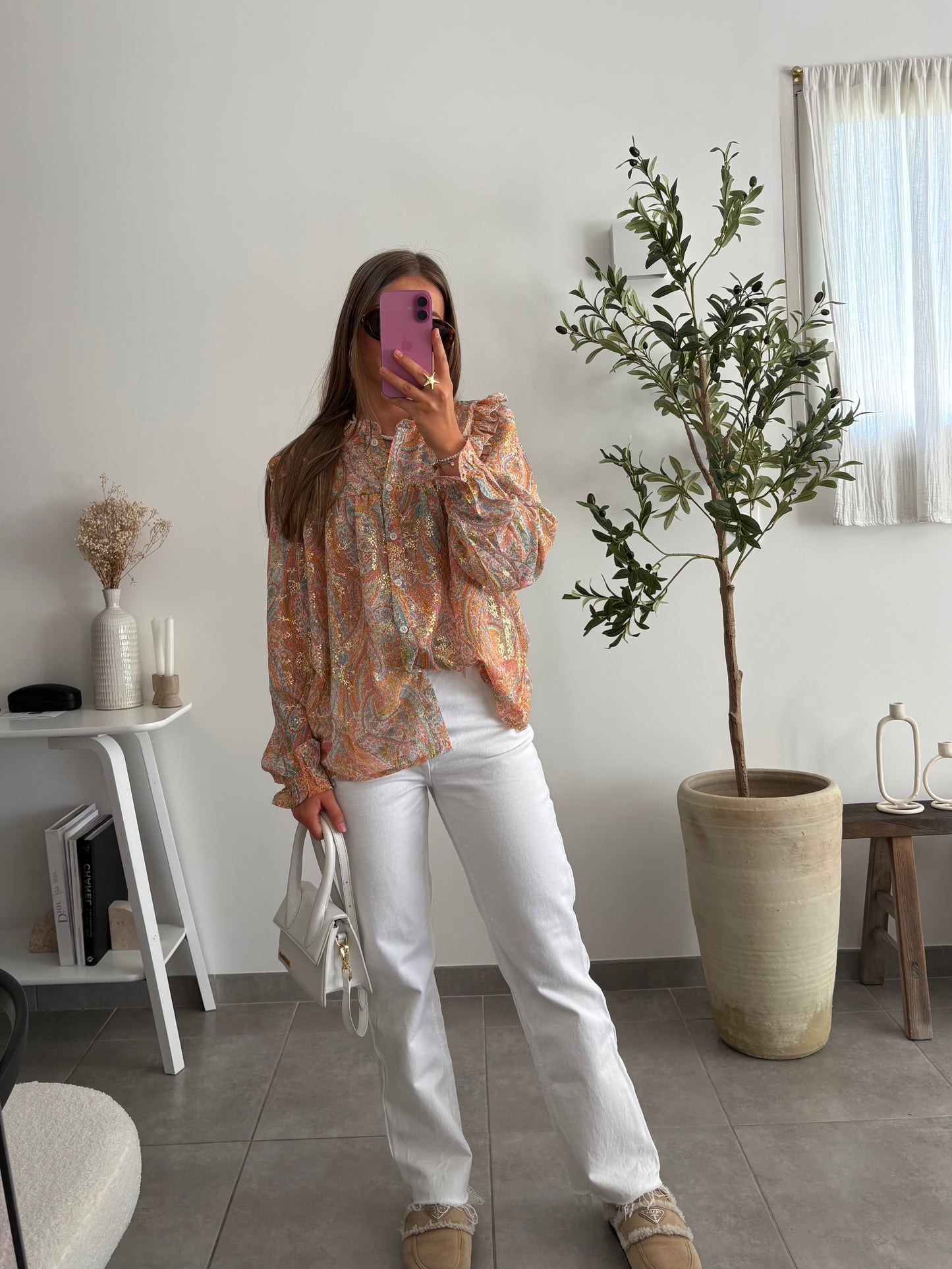 Blouse à volants fleurie INAYA