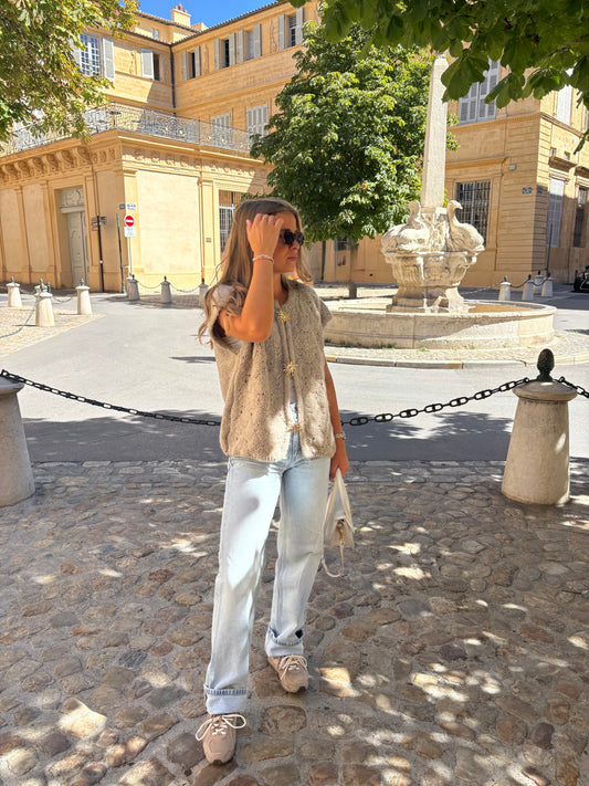 Gilet Sans Manches Soleil beige - Céleste