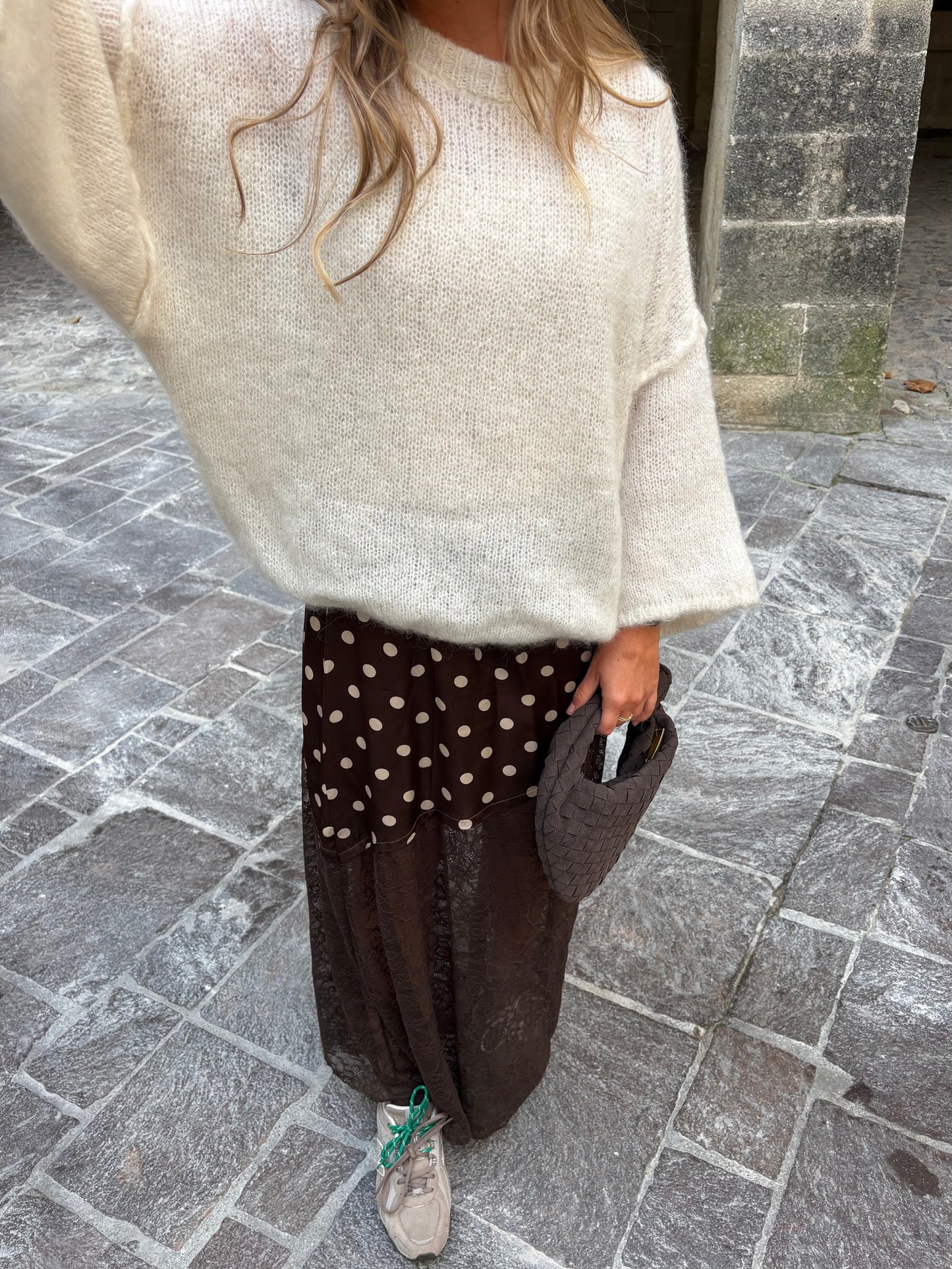 Jupe à pois dentelle asymétrique - MARIE