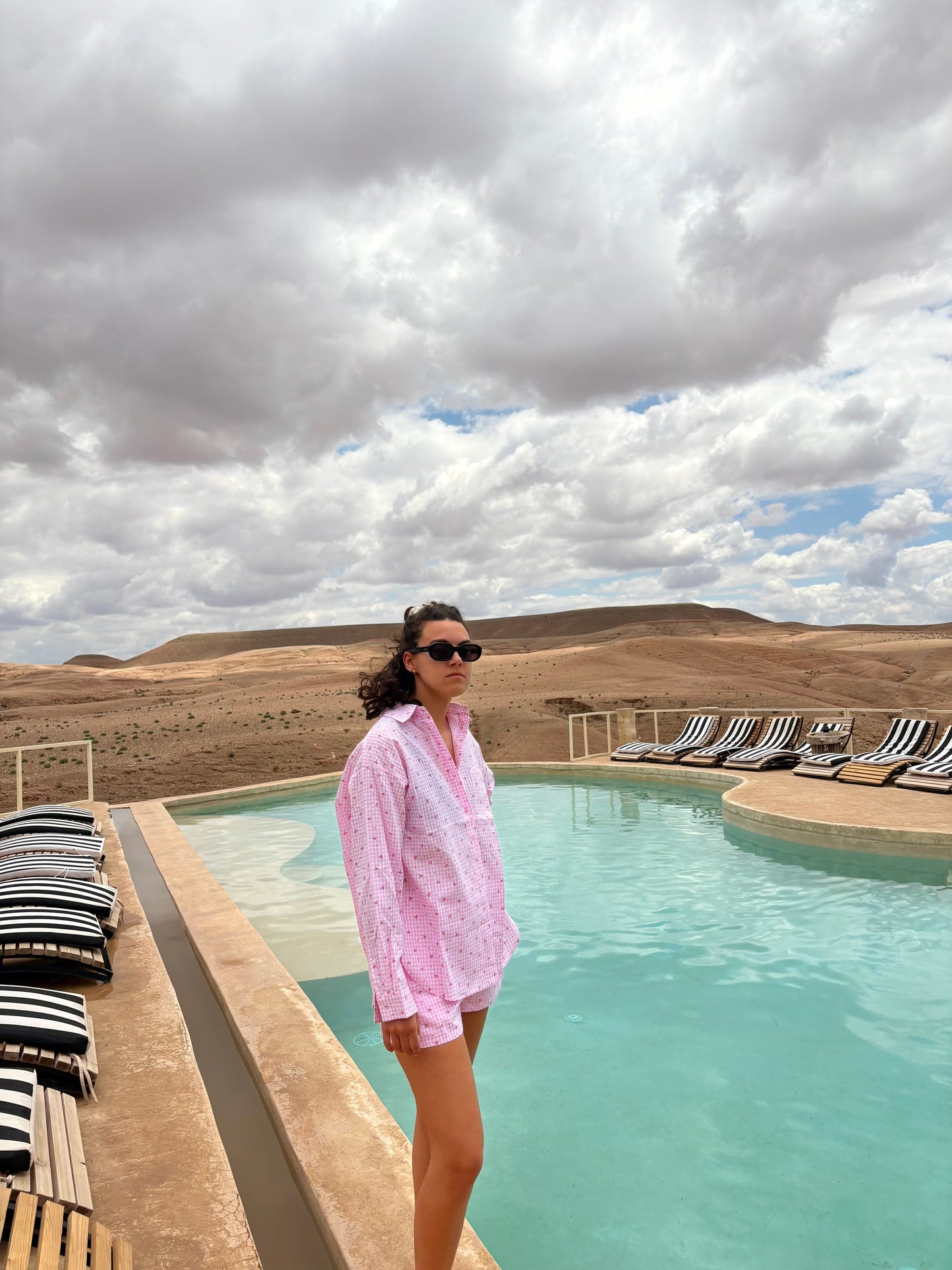 Ensemble vichy 100% coton IZIA - rose