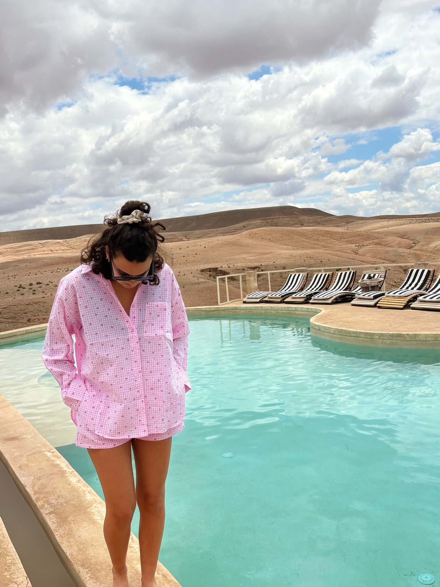 Ensemble vichy 100% coton IZIA - rose