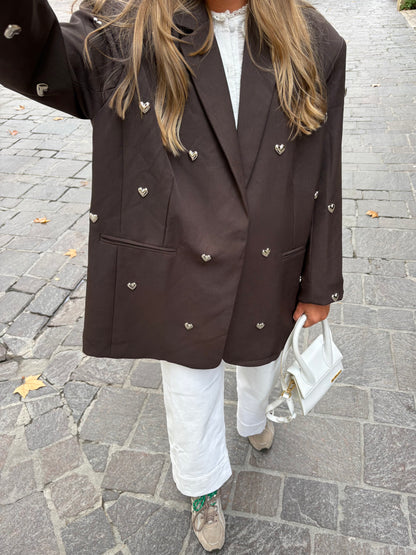 Blazer chocolat avec cœurs