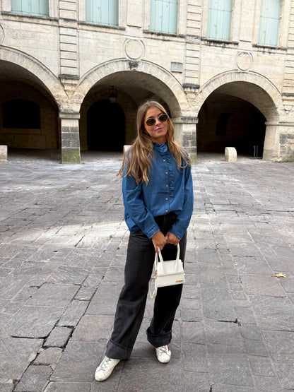 Blouse à volant jean - AGATHE