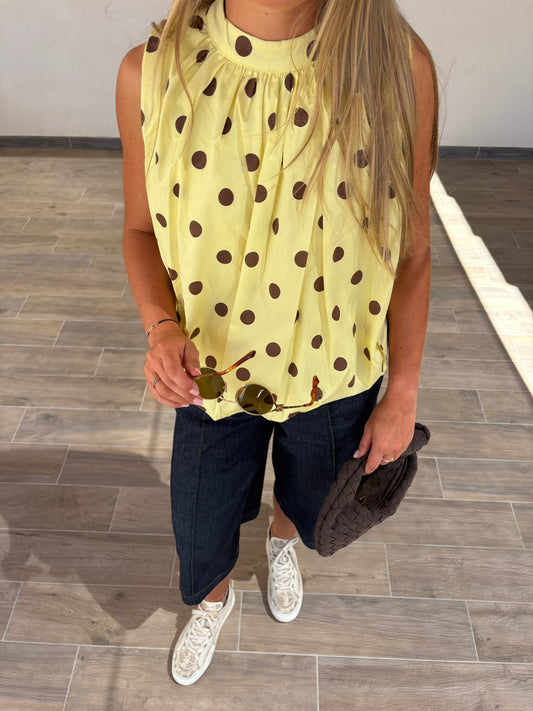 Blouse à pois - jaune/chocolat