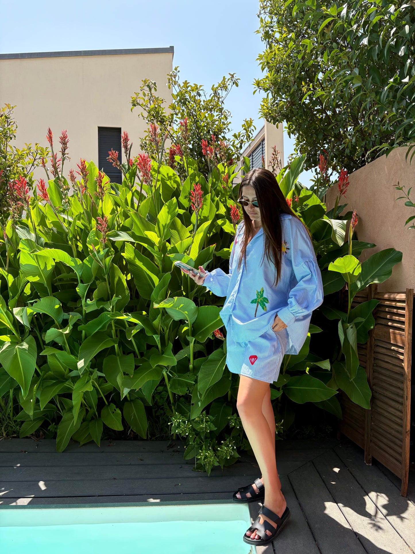 Ensemble à rayures - JADE bleu