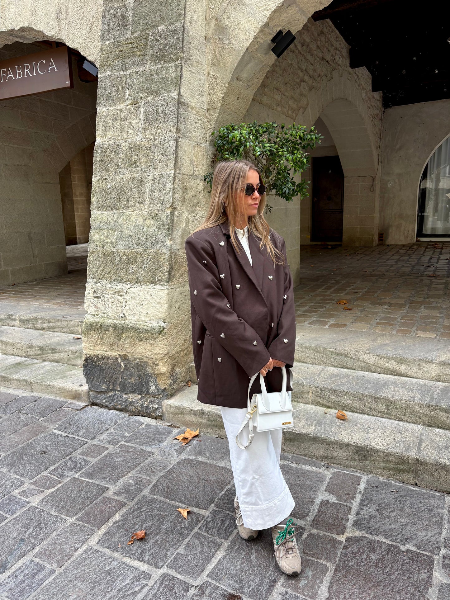 Blazer chocolat avec cœurs