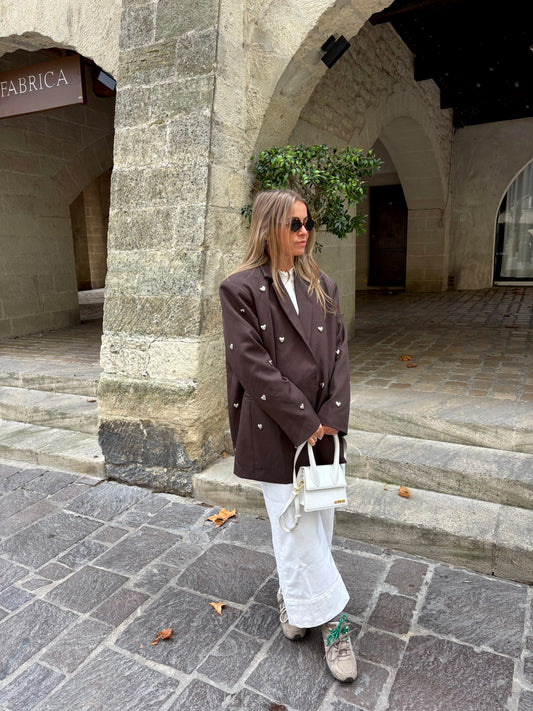 Blazer chocolat avec cœurs