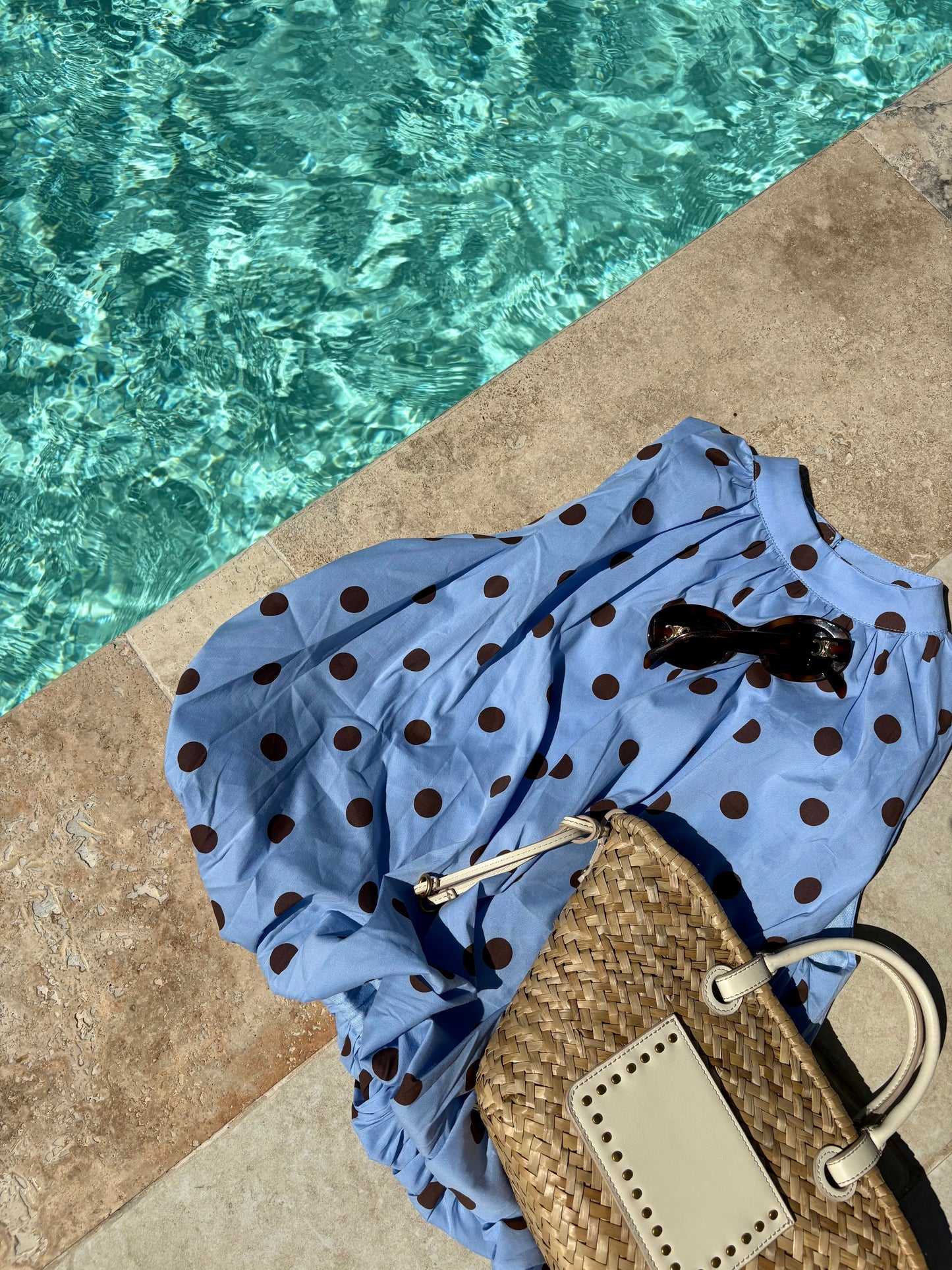 Blouse à pois - bleu/chocolat