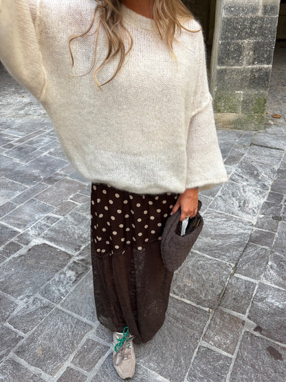 Jupe à pois dentelle asymétrique - MARIE