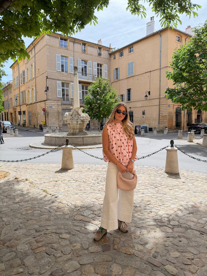 Blouse à pois - rose/chocolat