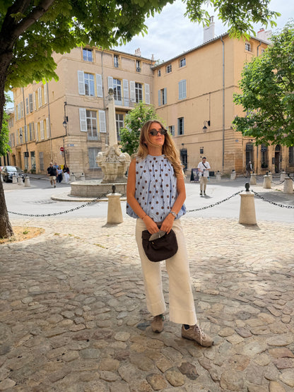 Blouse à pois - bleu/chocolat