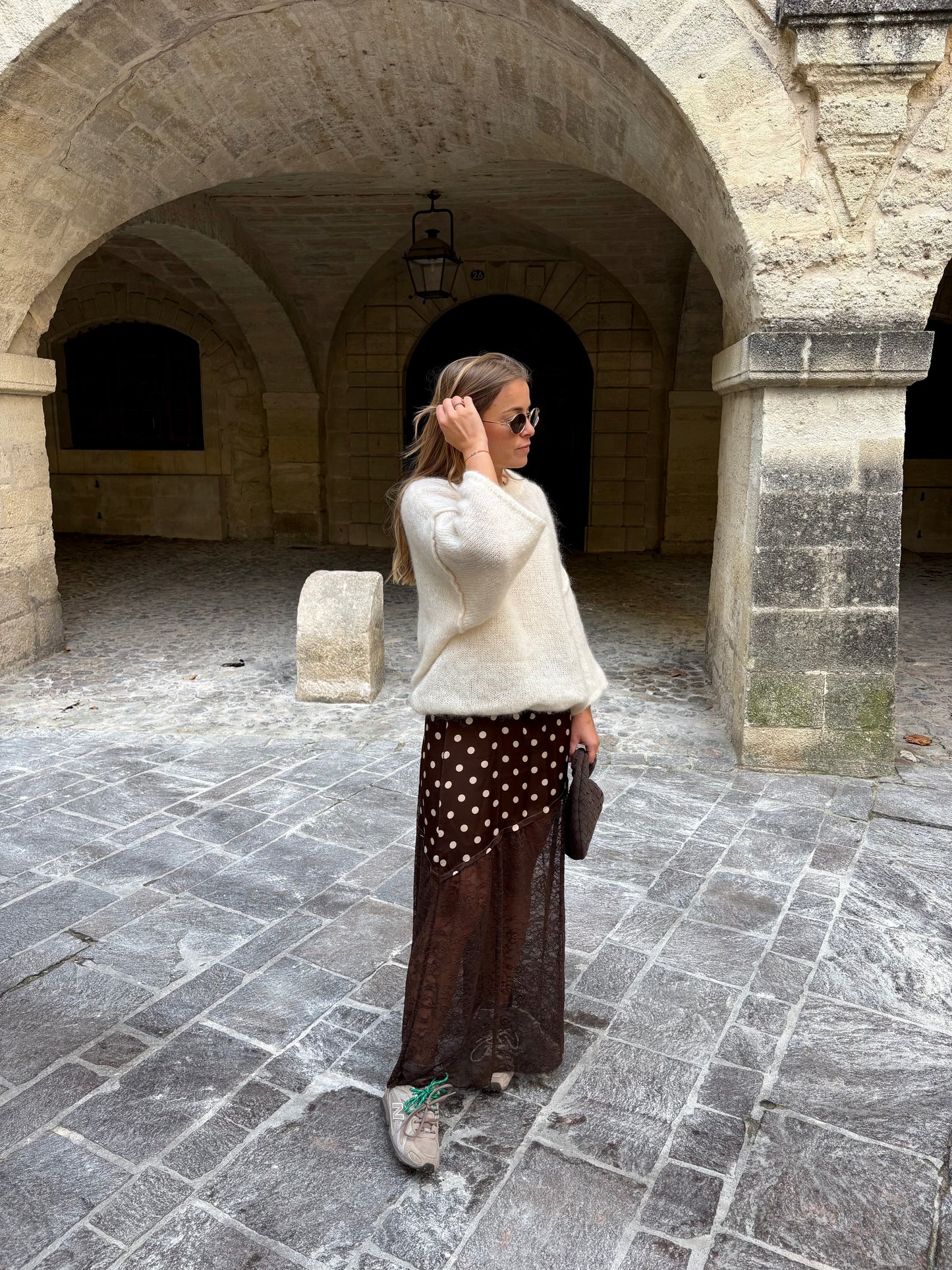 Jupe à pois dentelle asymétrique - MARIE