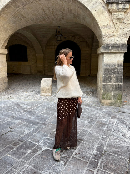 Jupe à pois dentelle asymétrique - MARIE