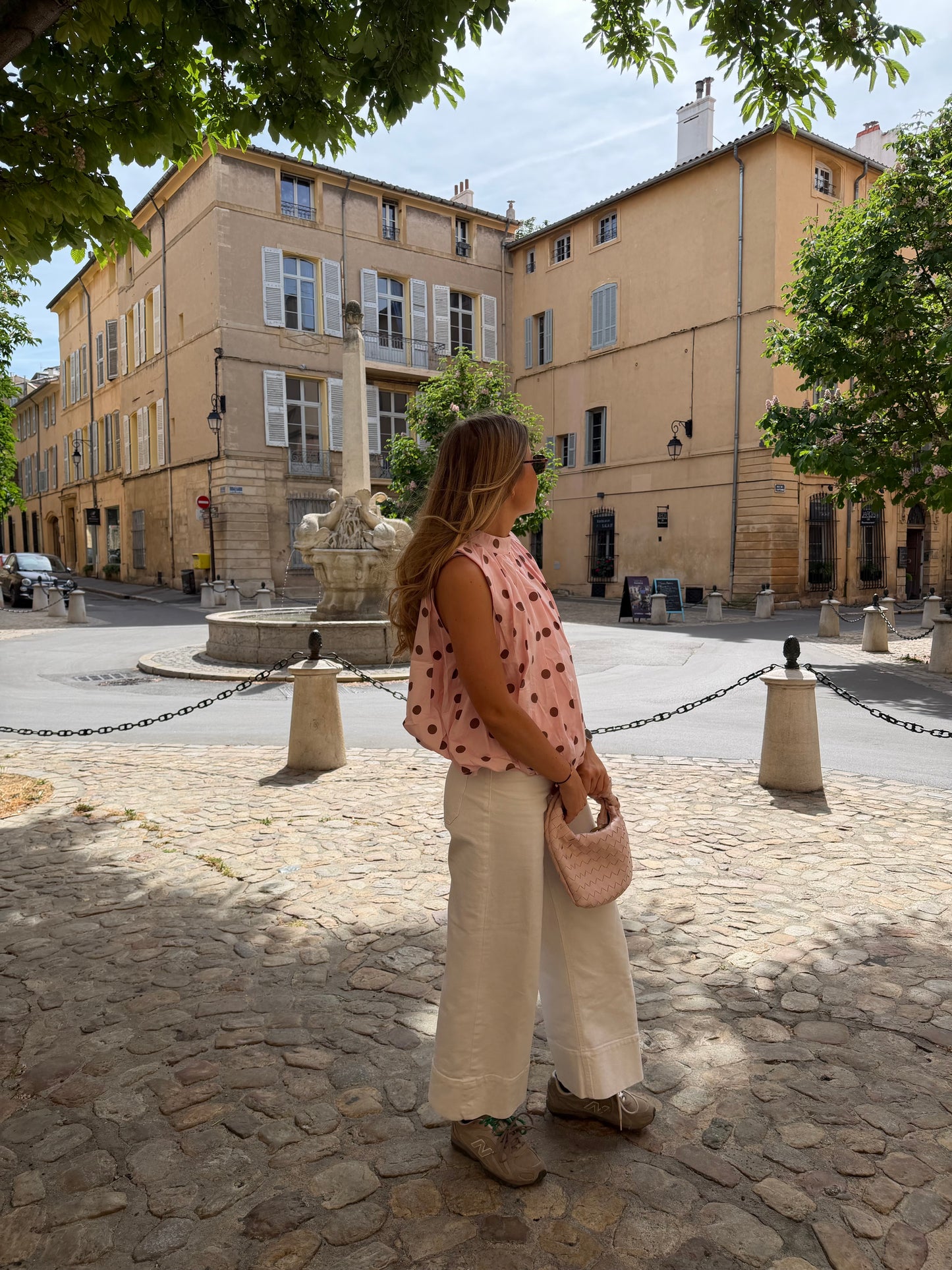 Blouse à pois - rose/chocolat