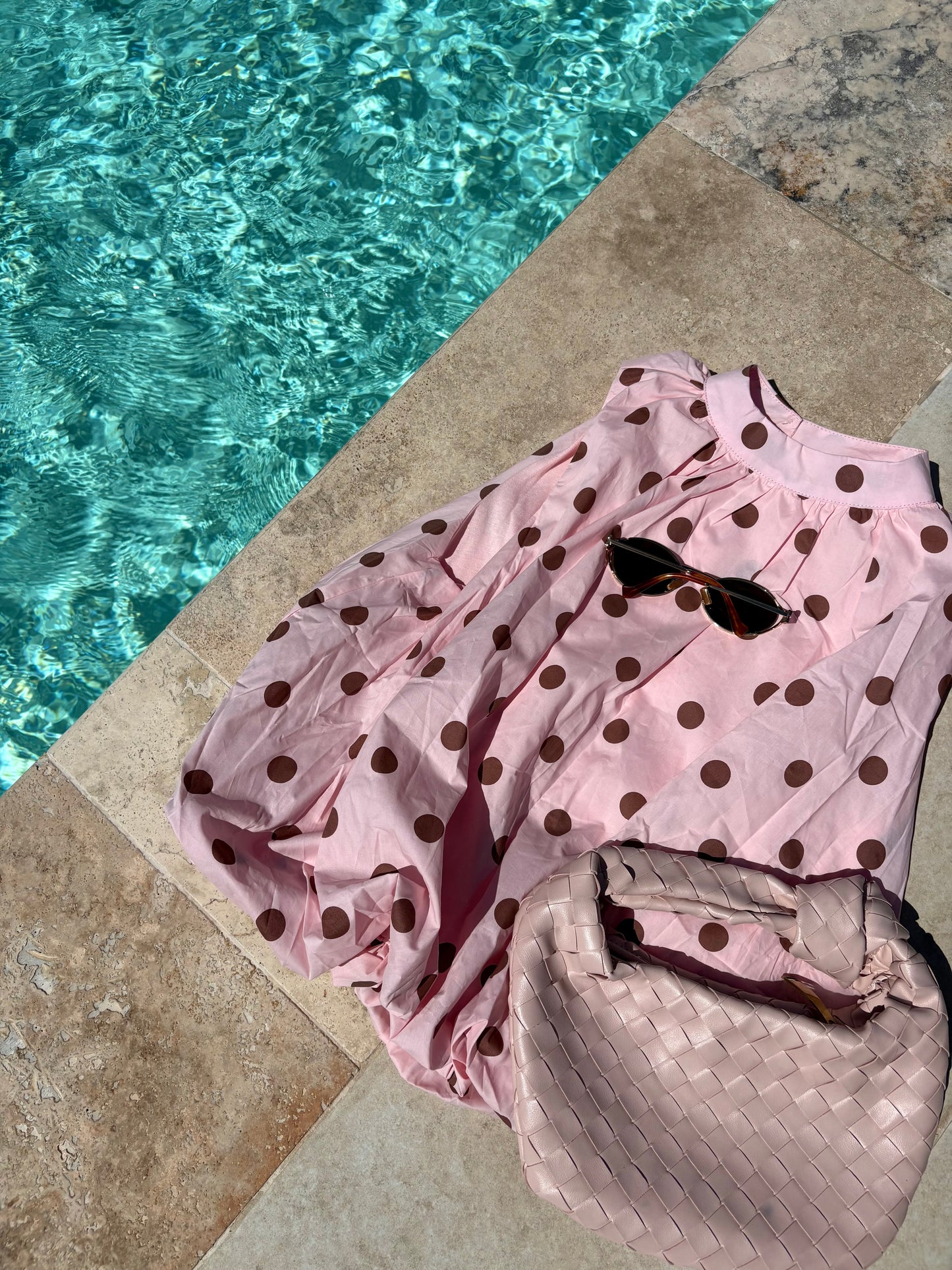 Blouse à pois - rose/chocolat