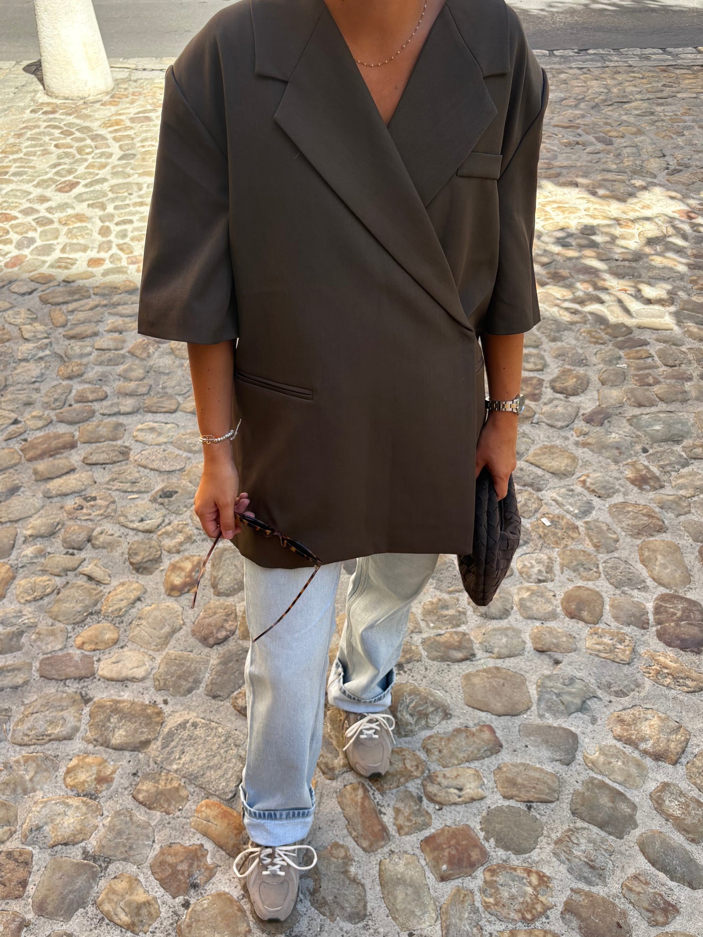 Blazer manches courtes marron