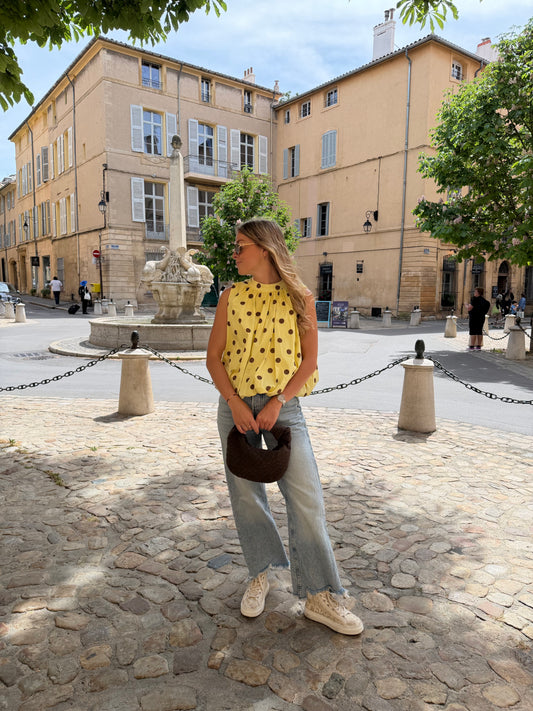 Blouse à pois - jaune/chocolat