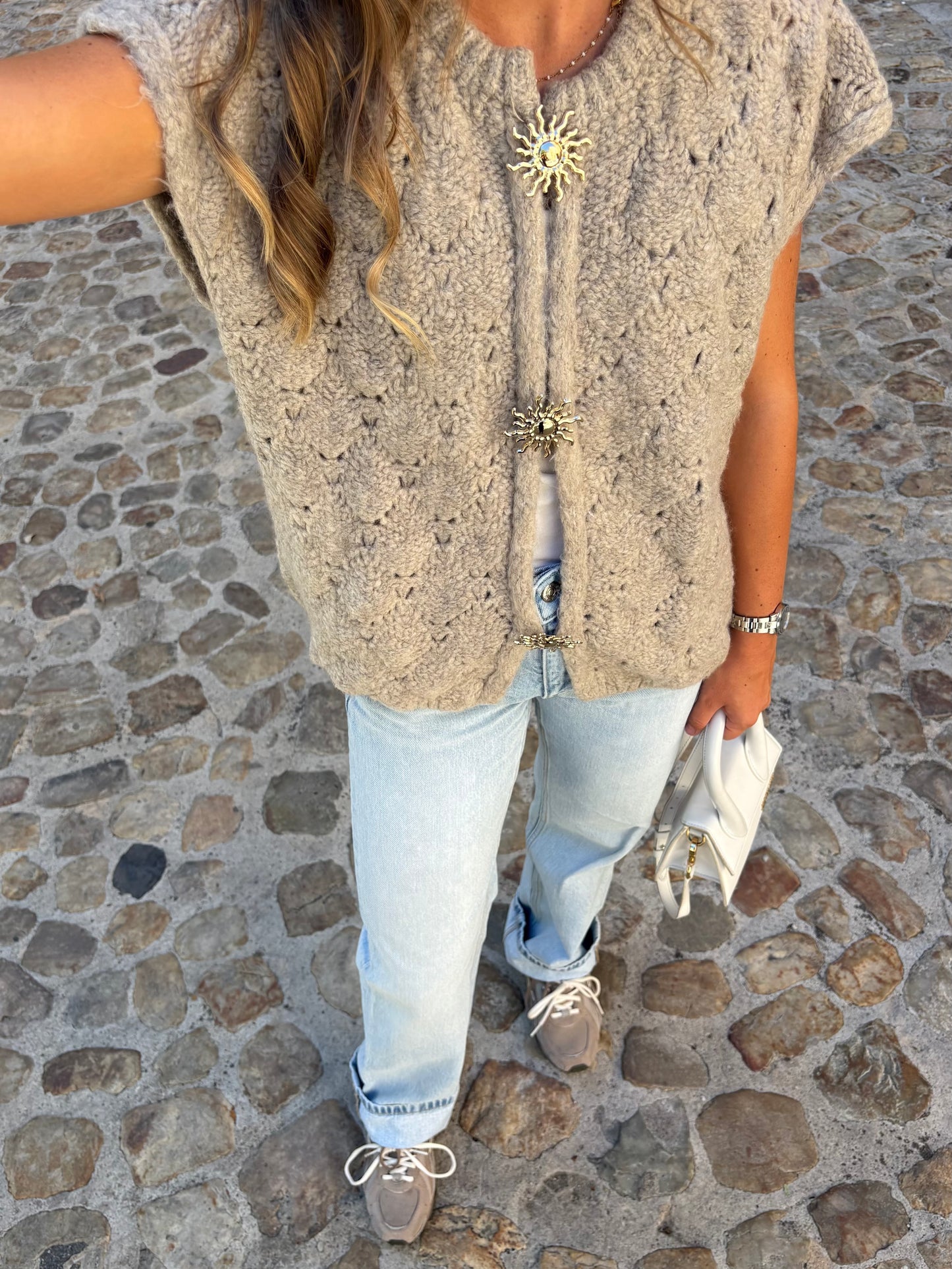 Gilet Sans Manches Soleil beige - Céleste