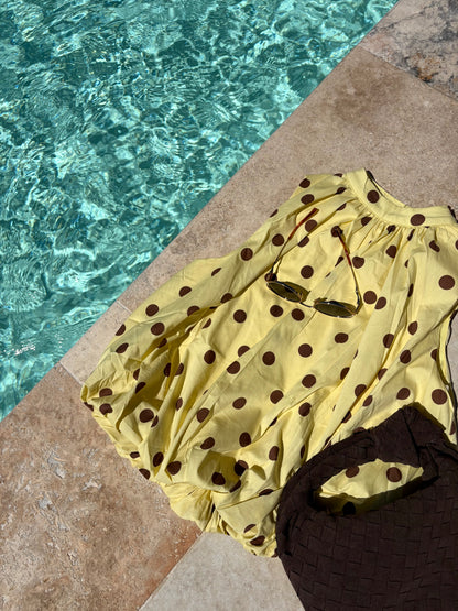 Blouse à pois - jaune/chocolat