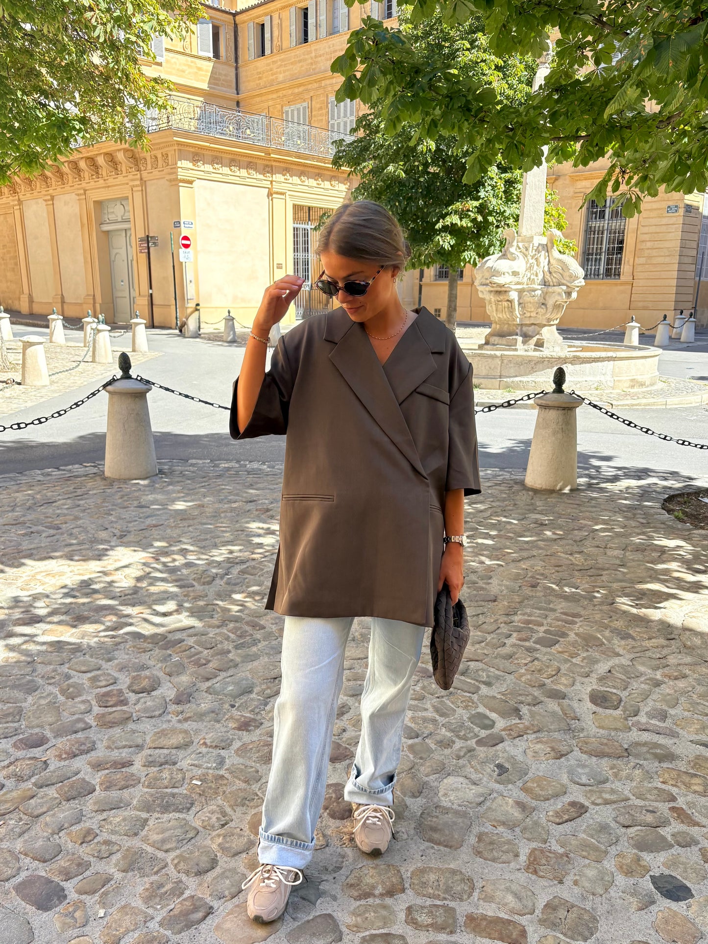 Blazer manches courtes marron