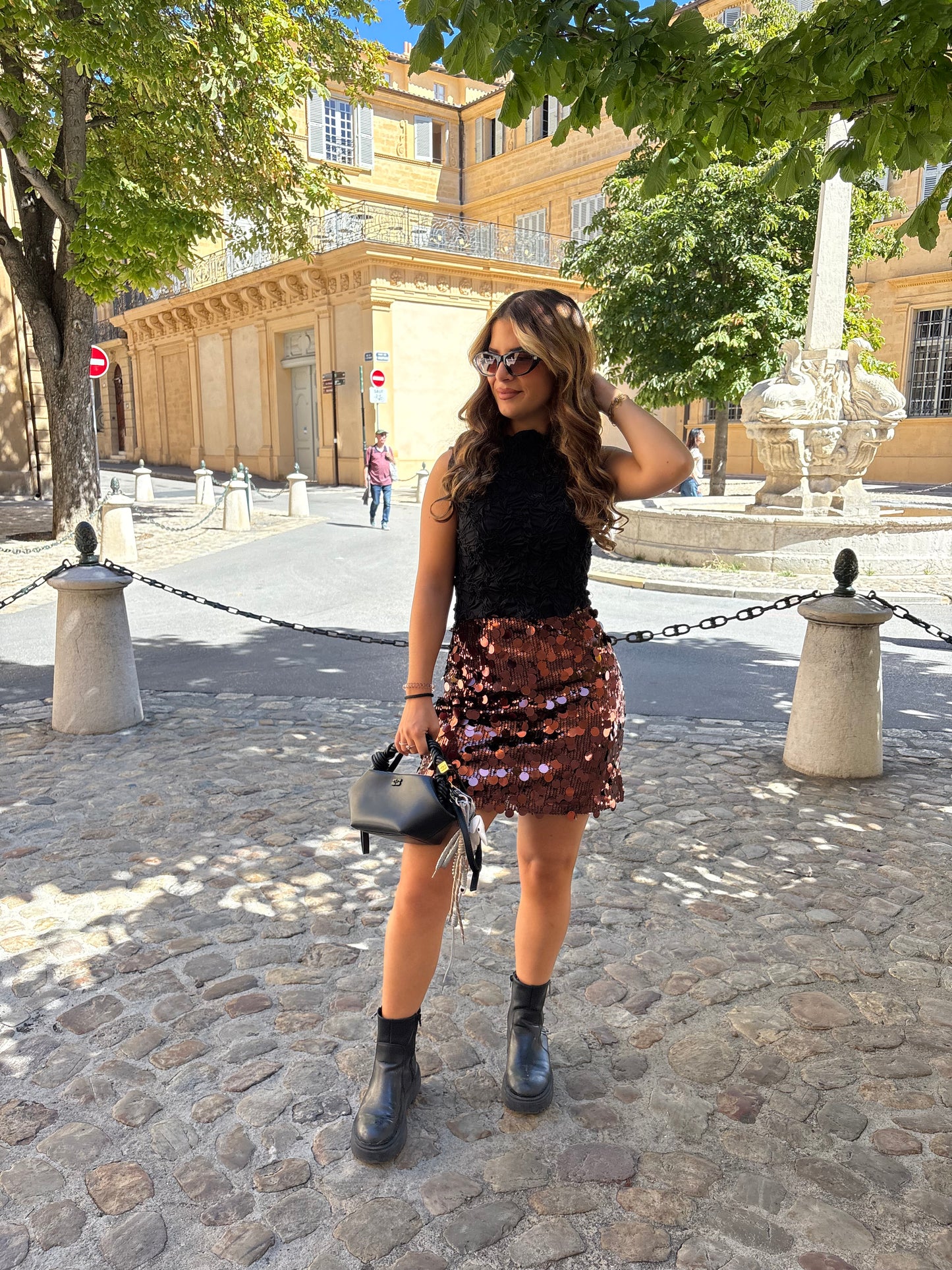 Jupe en sequins marron