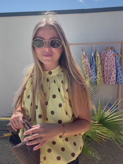 Blouse à pois - jaune/chocolat